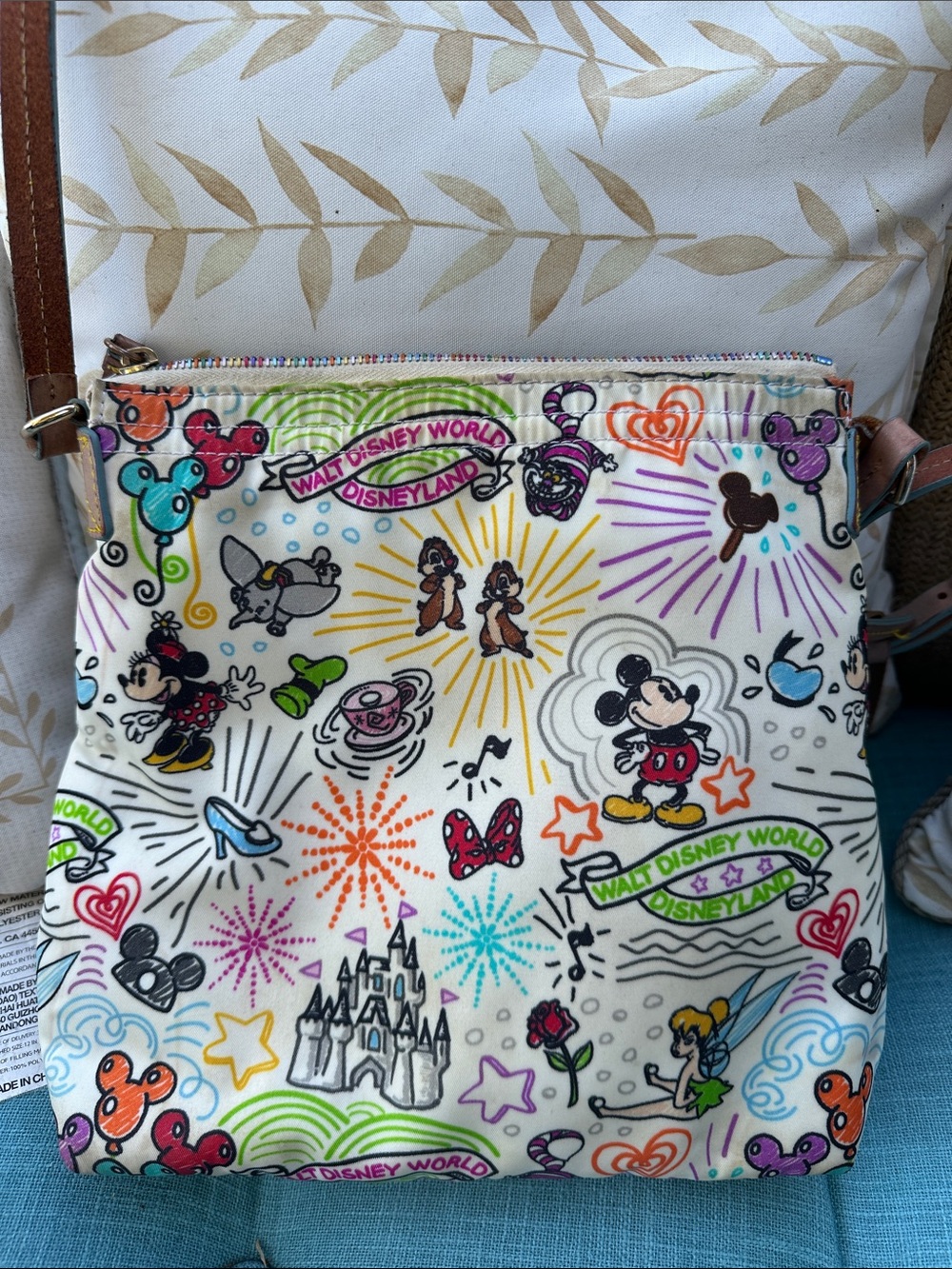 Dooney & Bourke Cream Multicolor Disney Doodle Crossbody Bag